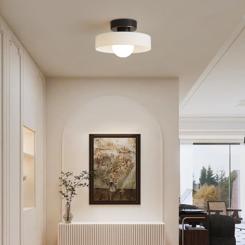 French Bauhaus Ceiling Lamp | Minimalist Brass & Glass Light