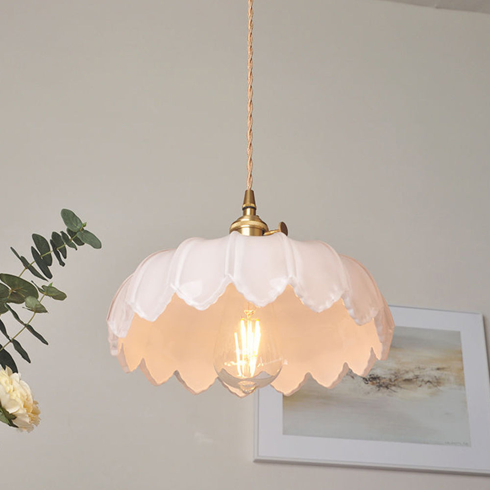 Vintage Flower Pendant Lamp | Coloured Glass Hanging Light