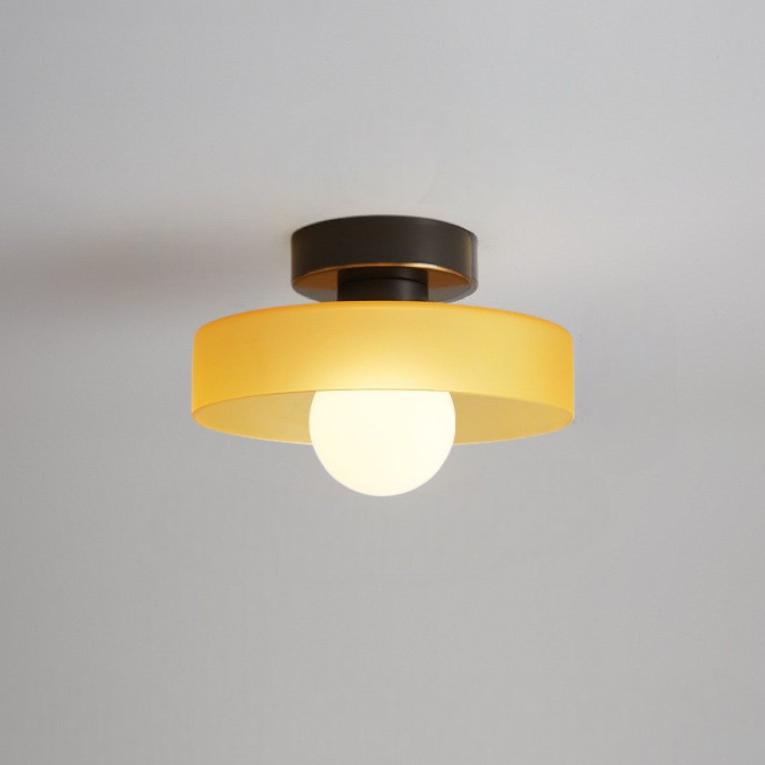 French Bauhaus Ceiling Lamp | Minimalist Brass & Glass Light