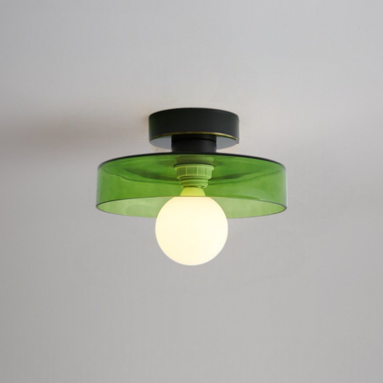 French Bauhaus Ceiling Lamp | Minimalist Brass & Glass Light