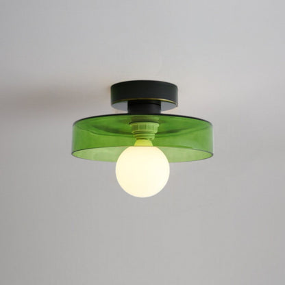 French Bauhaus Ceiling Lamp | Minimalist Brass & Glass Light
