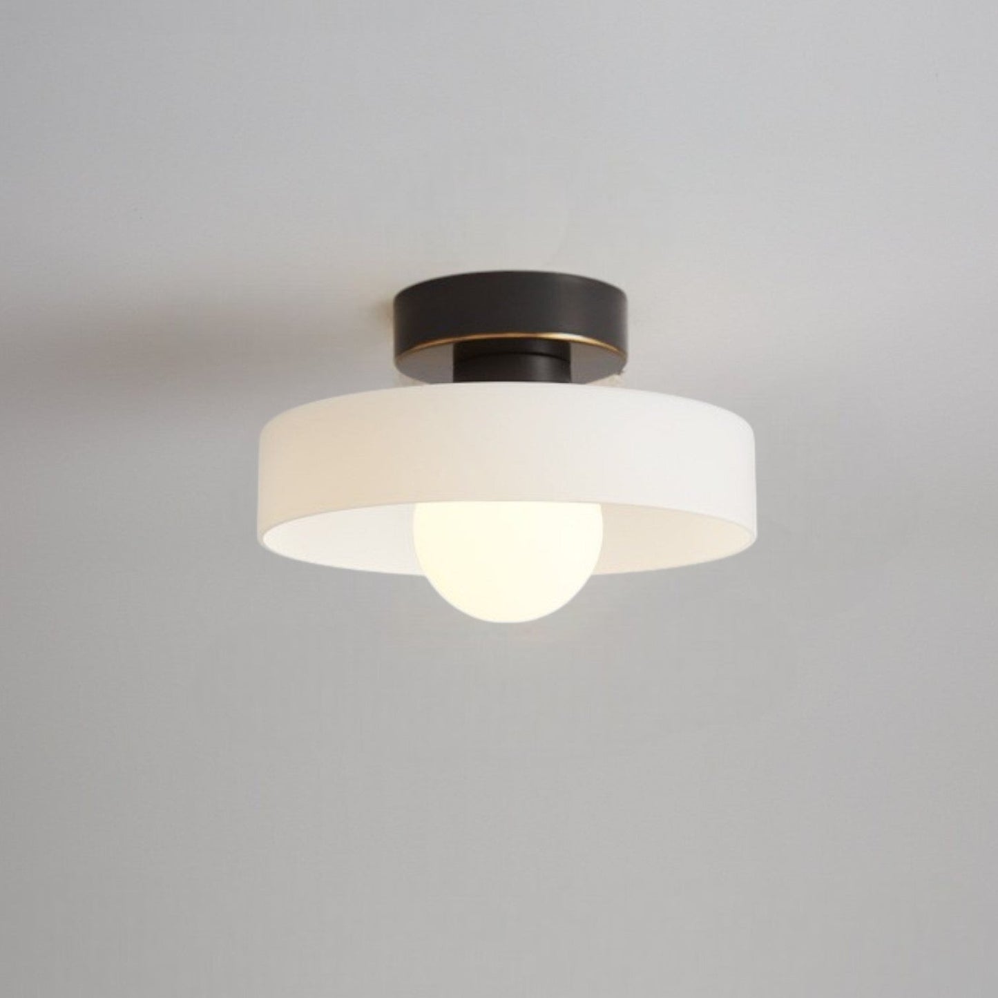 French Bauhaus Ceiling Lamp | Minimalist Brass & Glass Light