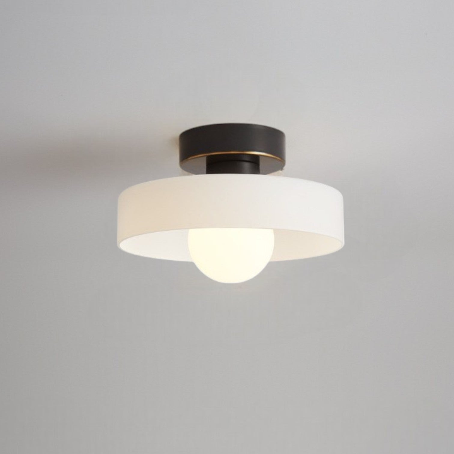 French Bauhaus Ceiling Lamp | Minimalist Brass & Glass Light