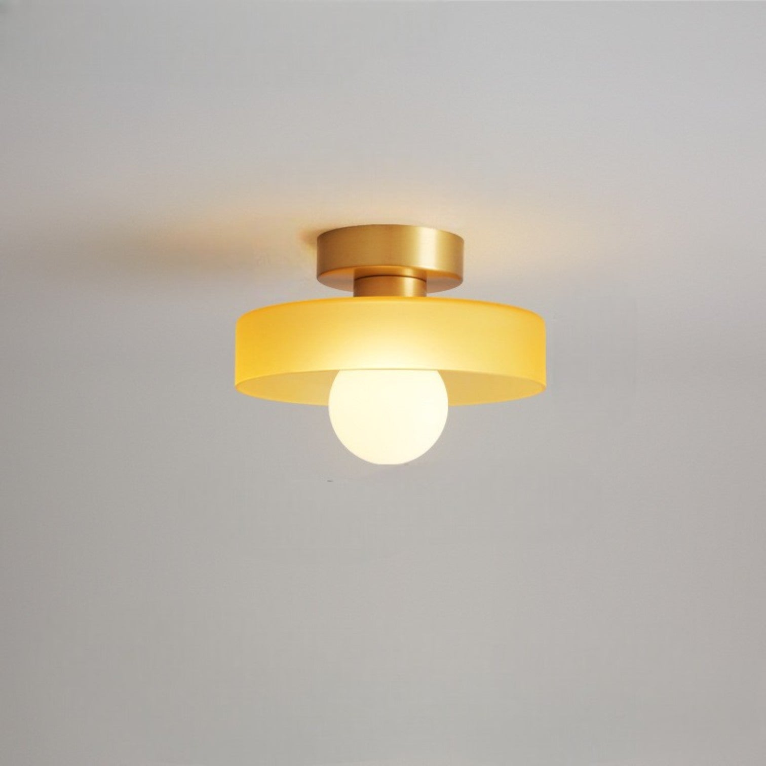 French Bauhaus Ceiling Lamp | Minimalist Brass & Glass Light