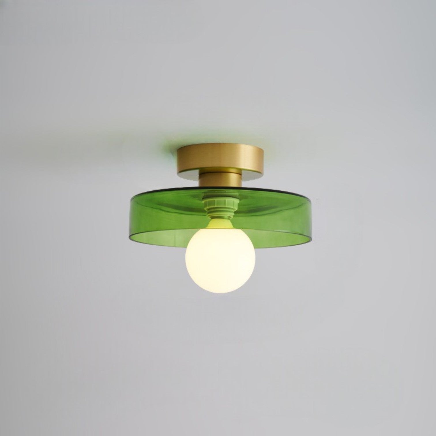 French Bauhaus Ceiling Lamp | Minimalist Brass & Glass Light