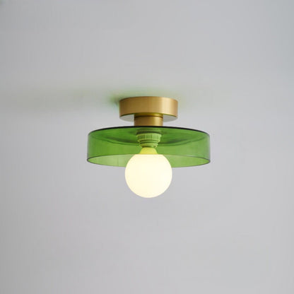 French Bauhaus Ceiling Lamp | Minimalist Brass & Glass Light