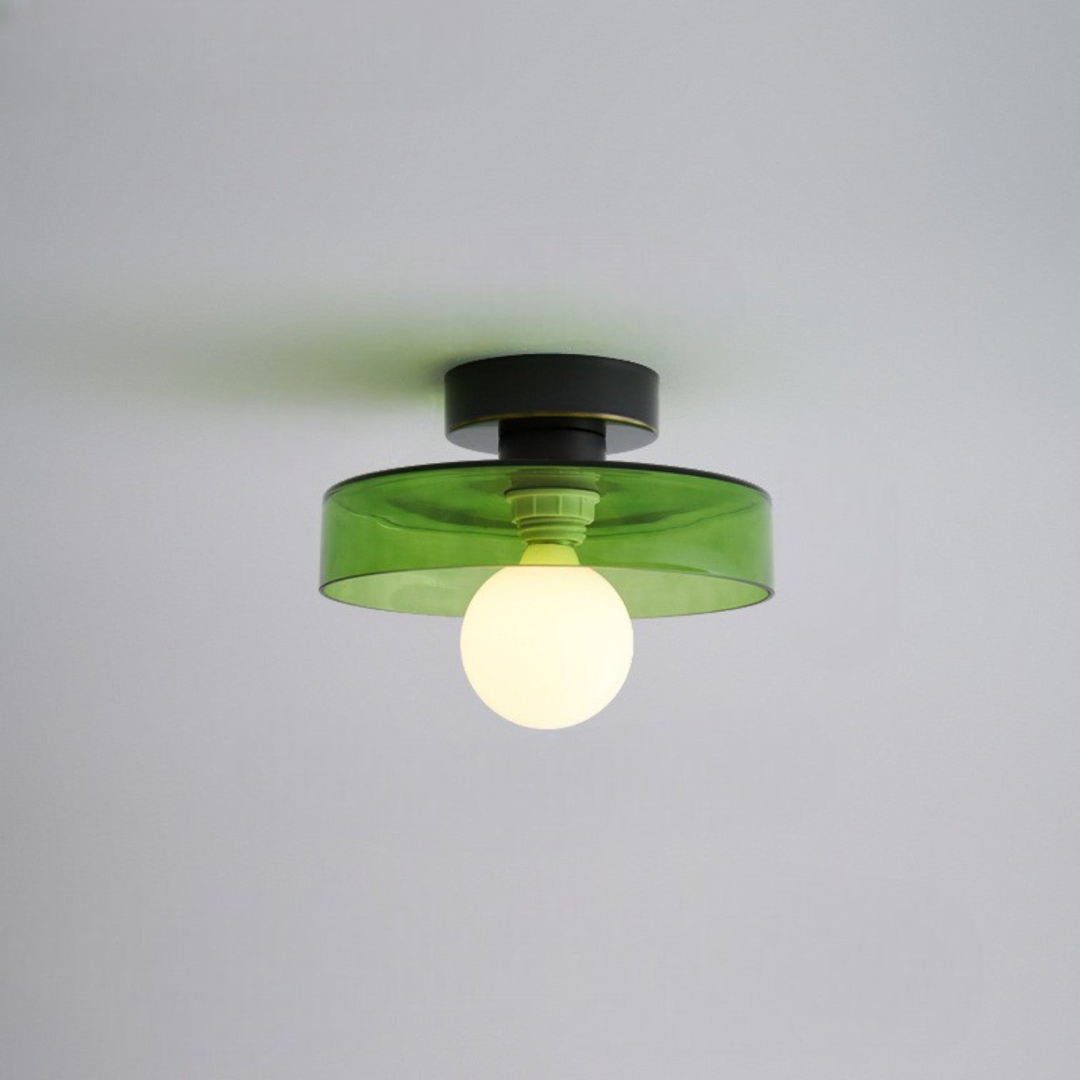 French Bauhaus Ceiling Lamp | Minimalist Brass & Glass Light