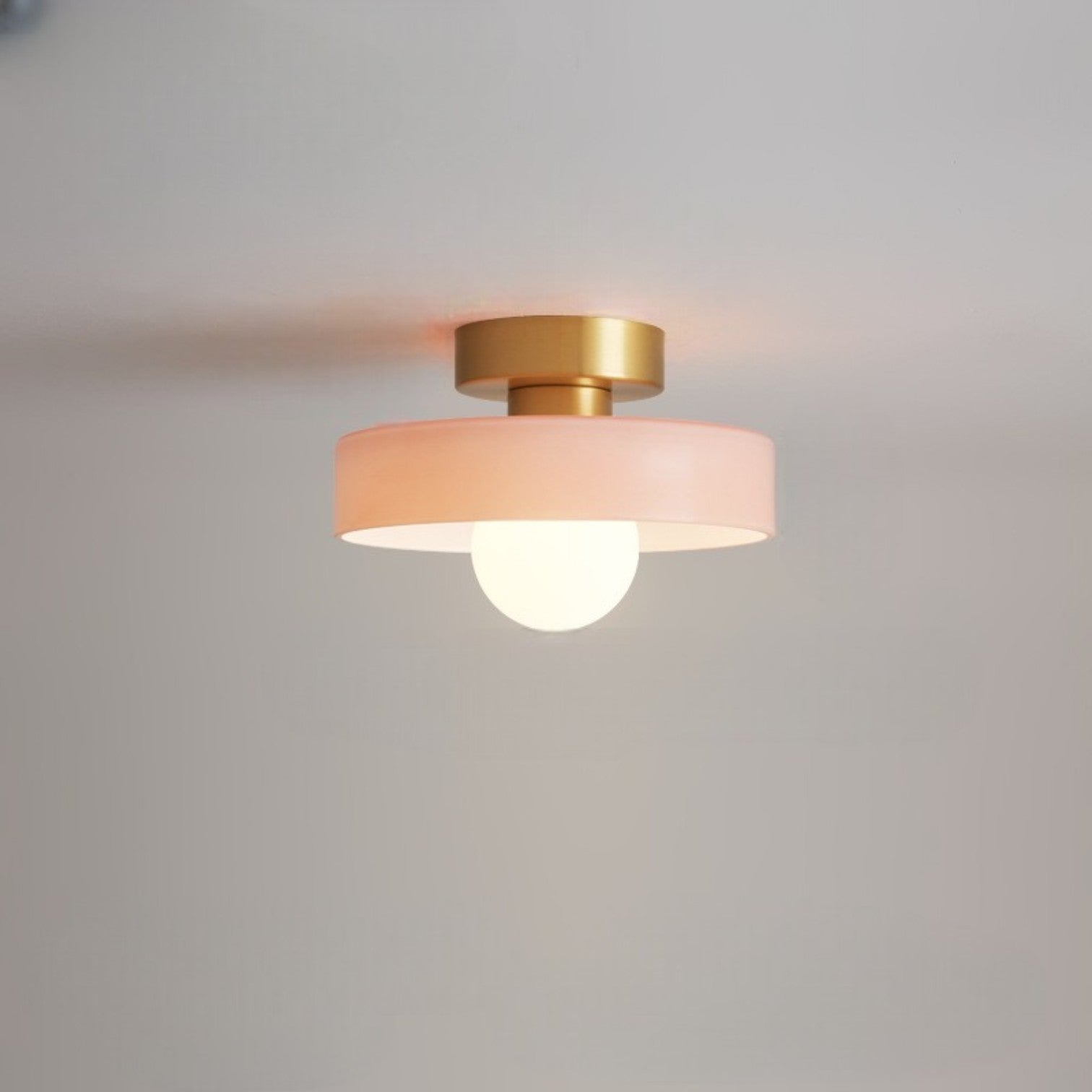 French Bauhaus Ceiling Lamp | Minimalist Brass & Glass Light