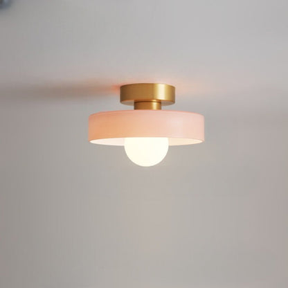 French Bauhaus Ceiling Lamp | Minimalist Brass & Glass Light