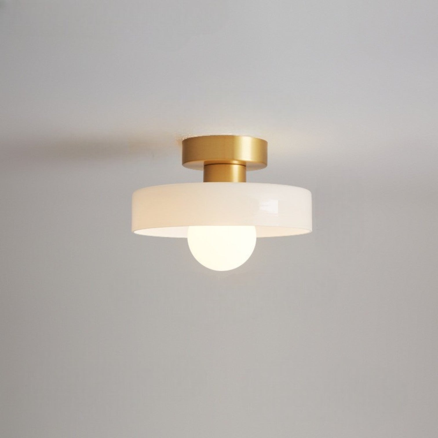 French Bauhaus Ceiling Lamp | Minimalist Brass & Glass Light