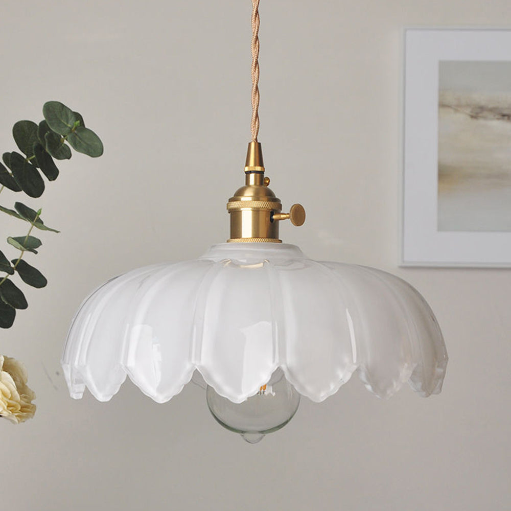 Vintage Flower Pendant Lamp | Coloured Glass Hanging Light