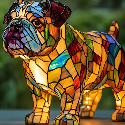 Table Lamp Stained Glass Dog Style Animal Decor Light