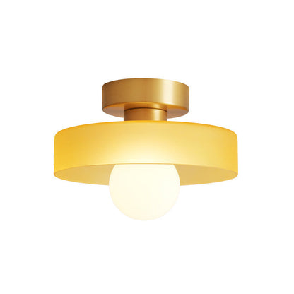 French Bauhaus Ceiling Lamp | Minimalist Brass & Glass Light