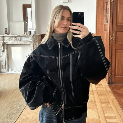Chaqueta extragrande para mujer ropa exterior informal estilo diario