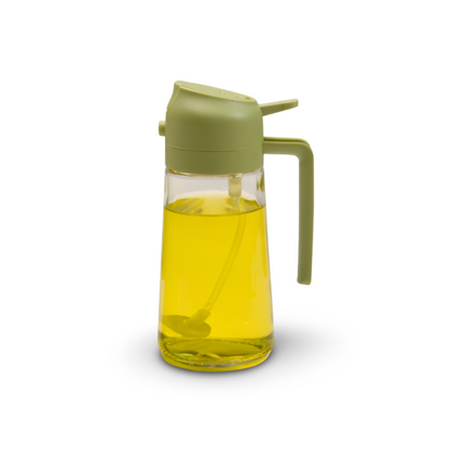 Aceitera de vidrio con pulverizador recargable para cocina