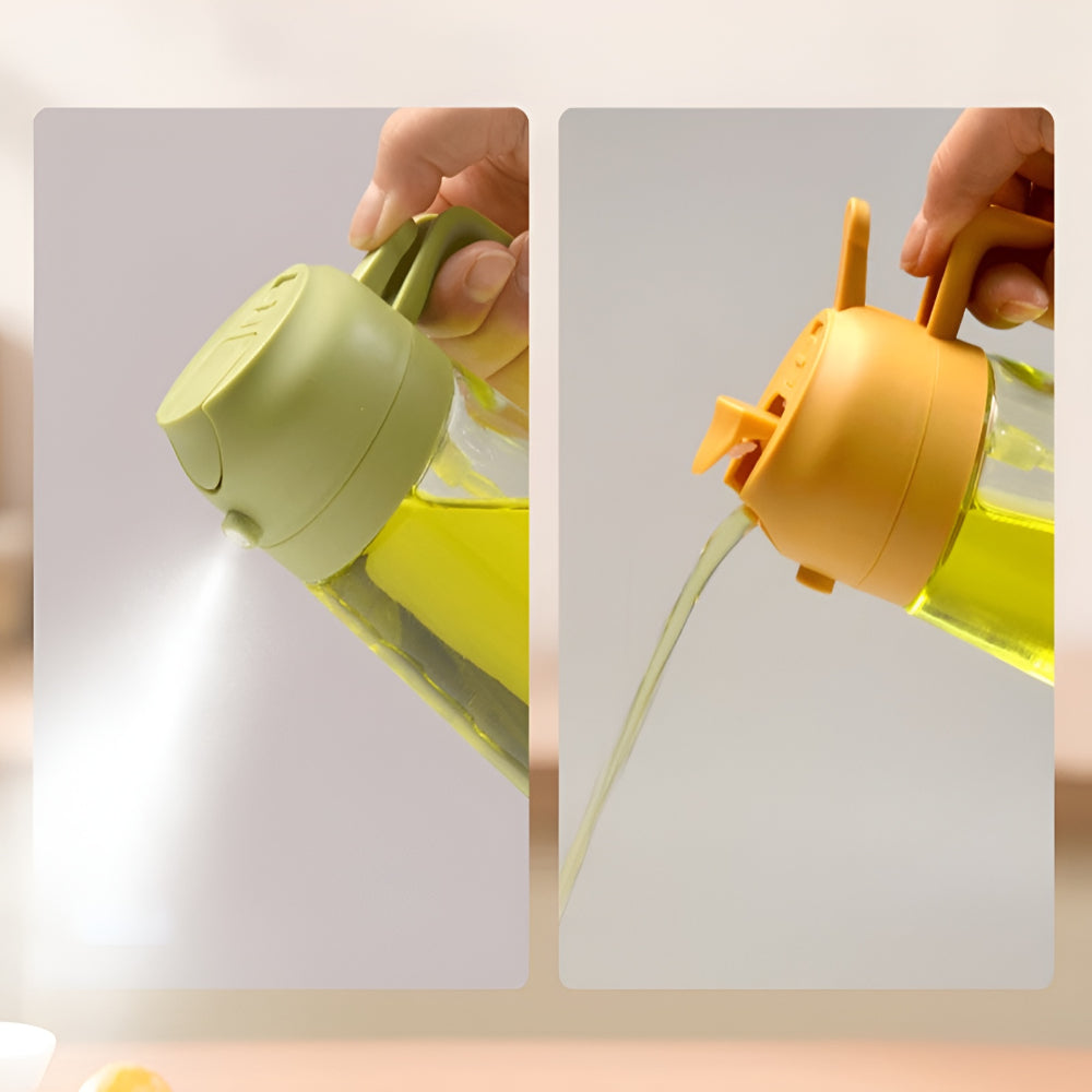 Aceitera de vidrio con pulverizador recargable para cocina