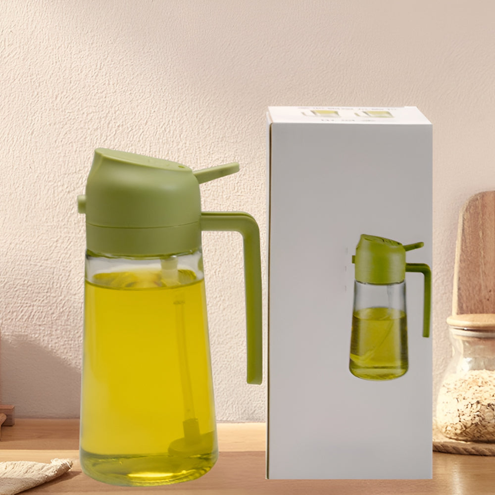 Aceitera de vidrio con pulverizador recargable para cocina
