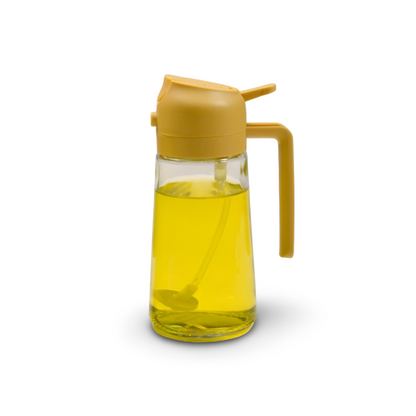 Aceitera de vidrio con pulverizador recargable para cocina