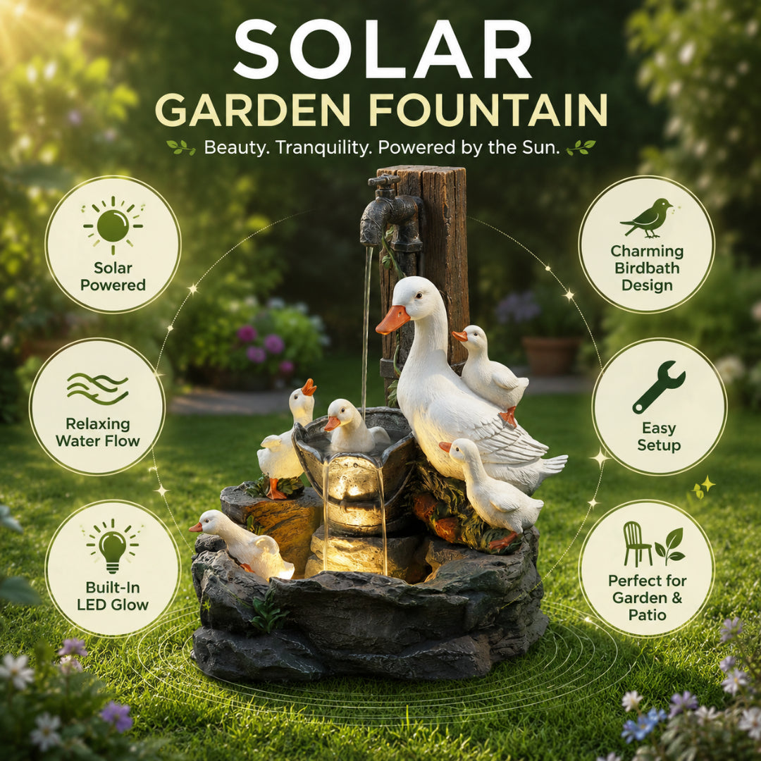 Solarbetriebener Outdoor-Brunnen und Vogelbad für den Garten
