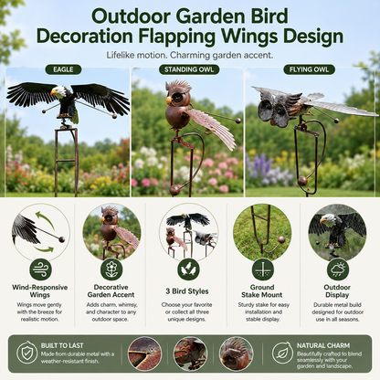 Outdoor Garden Bird Decoration Flapping Wings Design