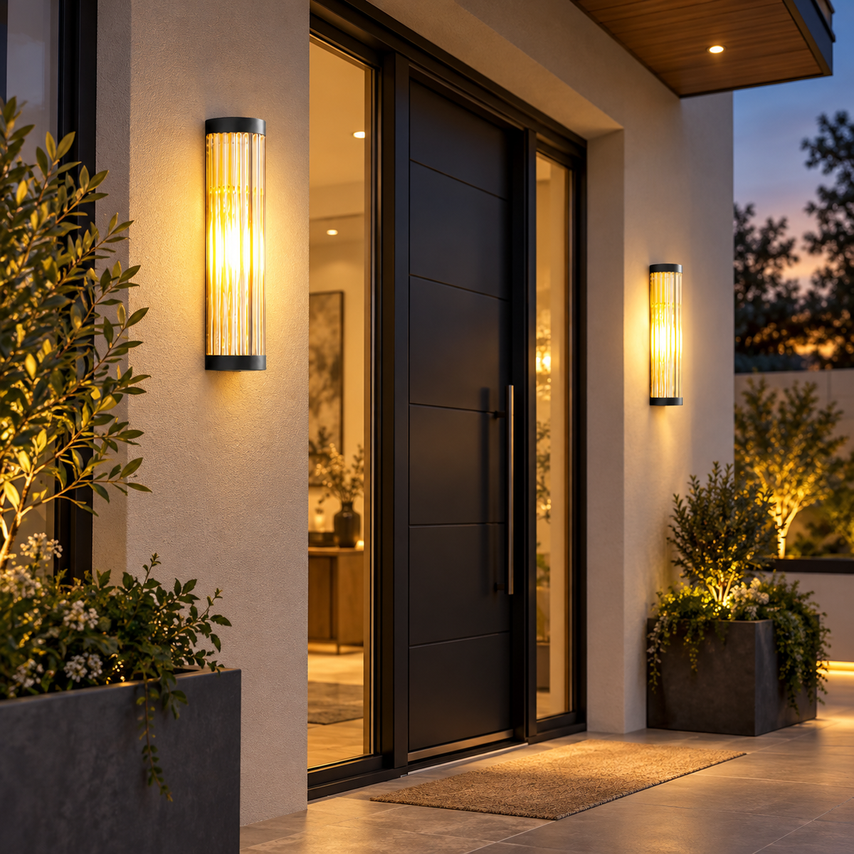 Lámpara de pared para exterior de metal, resistente a la intemperie, de diseño moderno