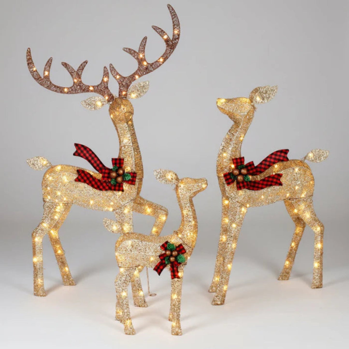 Outdoor Christmas Decorations Lighted Reindeer Family Garden Decor 0