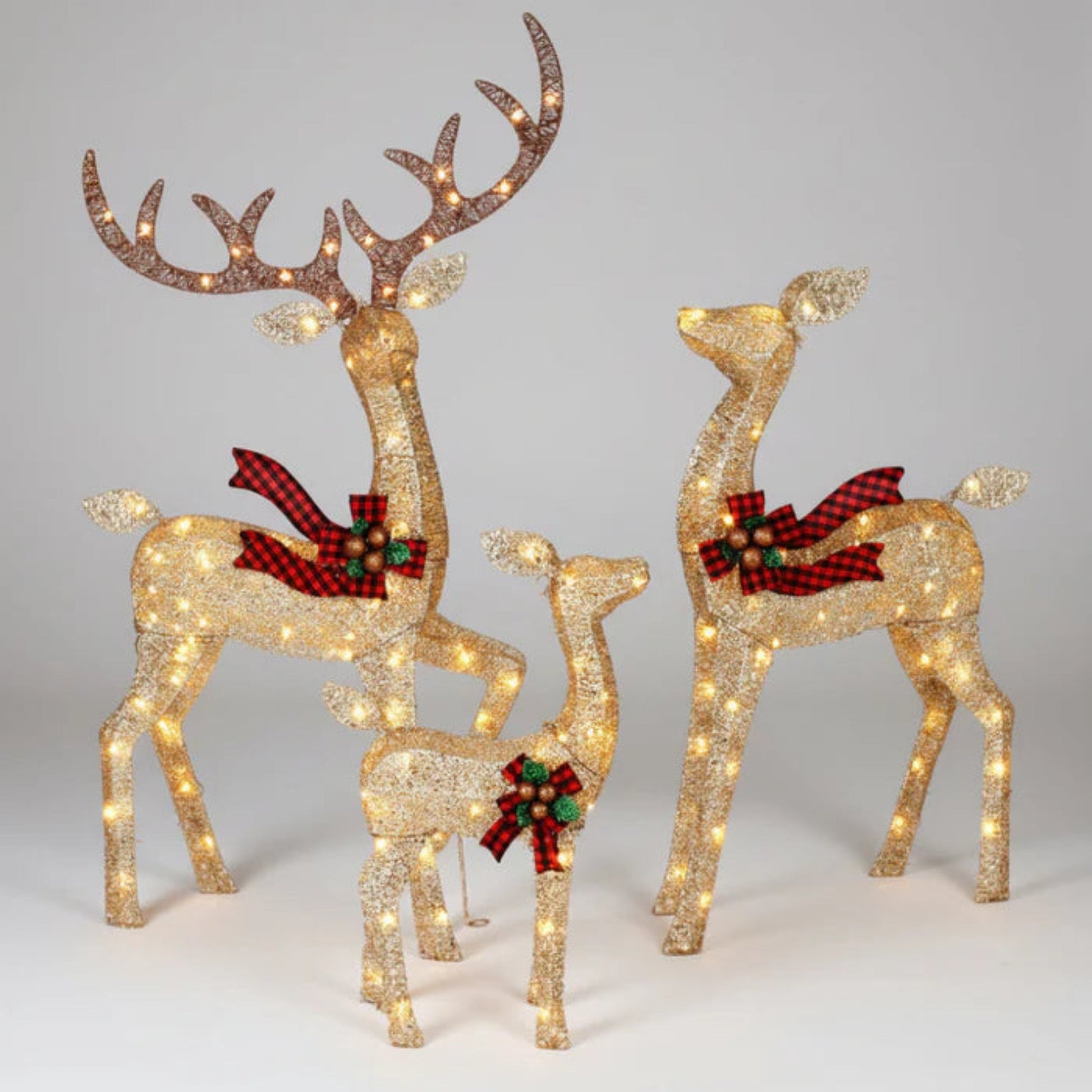 Outdoor Christmas Decorations Lighted Reindeer Family Garden Decor 0