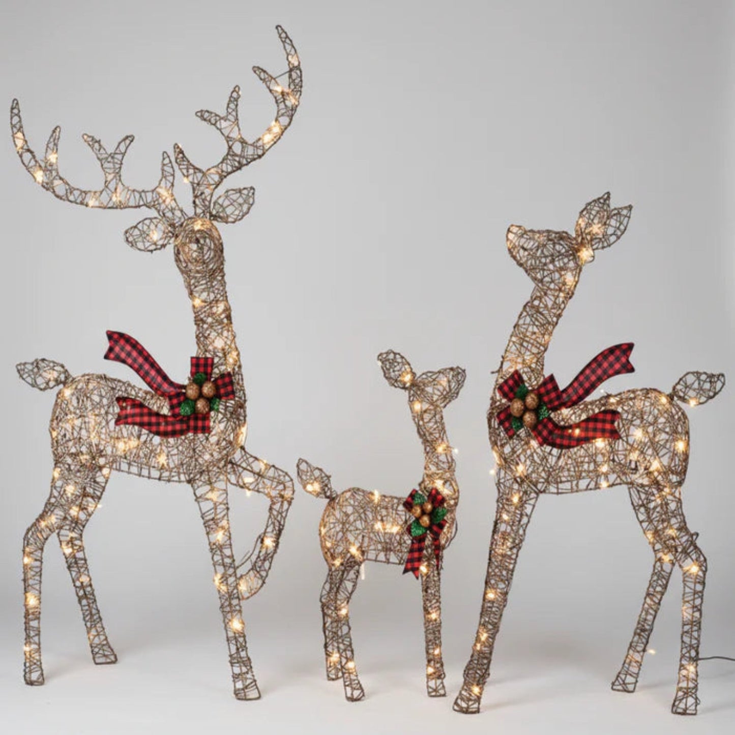 Outdoor Christmas Decorations Lighted Reindeer Family Garden Decor 3