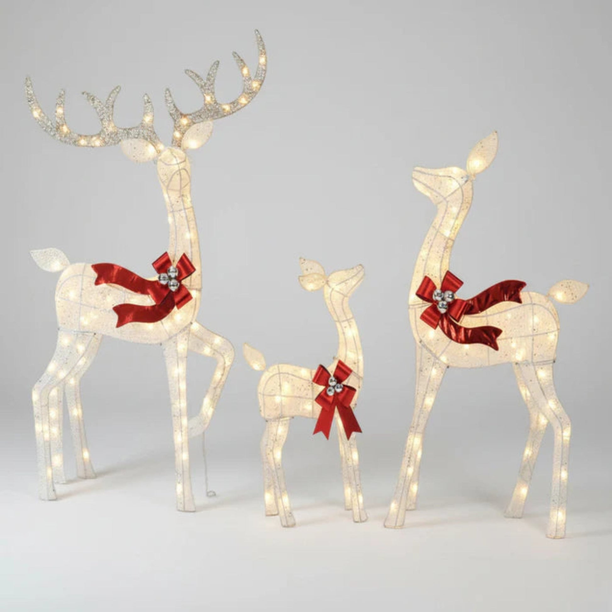 Outdoor Christmas Decorations Lighted Reindeer Family Garden Decor 5