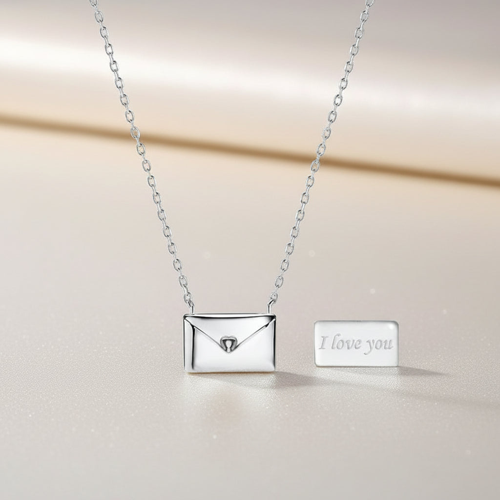 Necklace Pendant Envelope Love Letter Copper Gift Jewelry