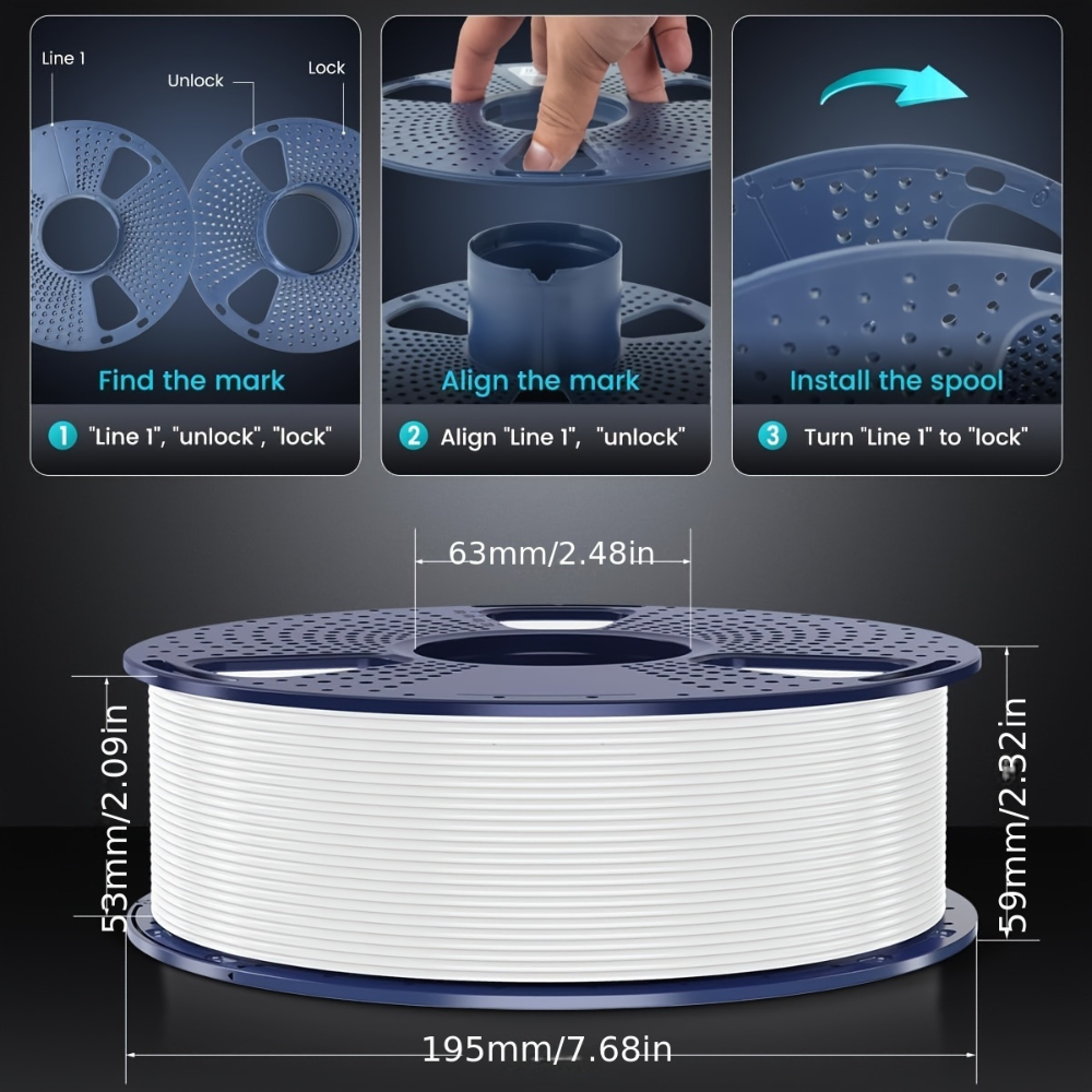 Filament pentru imprimantă 3D PETG, bobină de plastic durabilă, rezistență înaltă pentru printuri
