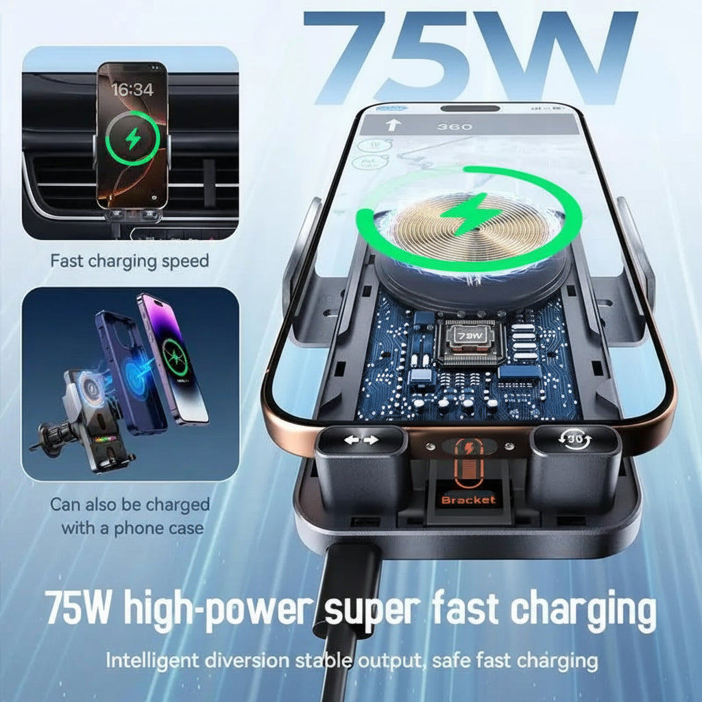 Phone Holder Wireless Charging Car Mount Auto Clamp Vent
