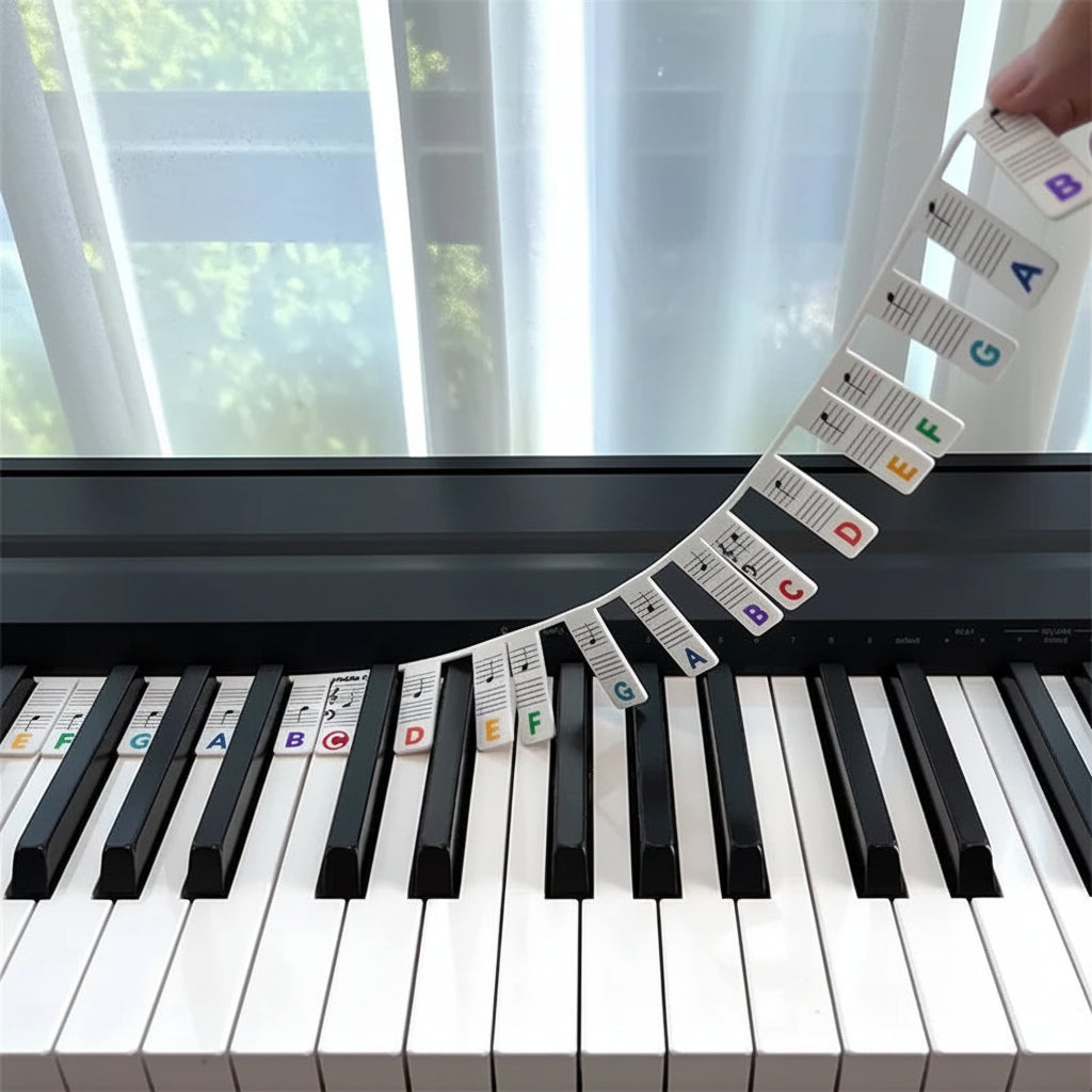 Adesivi per Tastiera Pianoforte Etichette in Silicone per Note Apprendimento Tasti