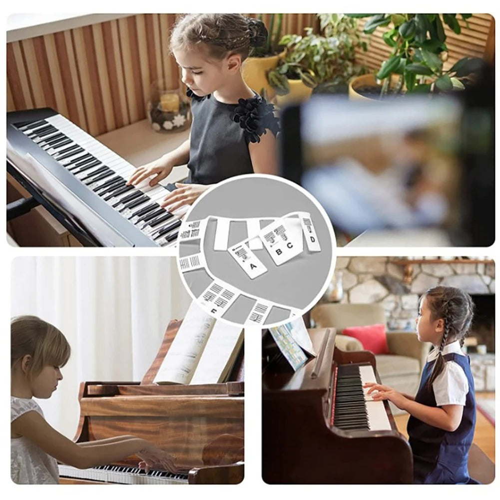 Adesivi per Tastiera Pianoforte Etichette in Silicone per Note Apprendimento Tasti