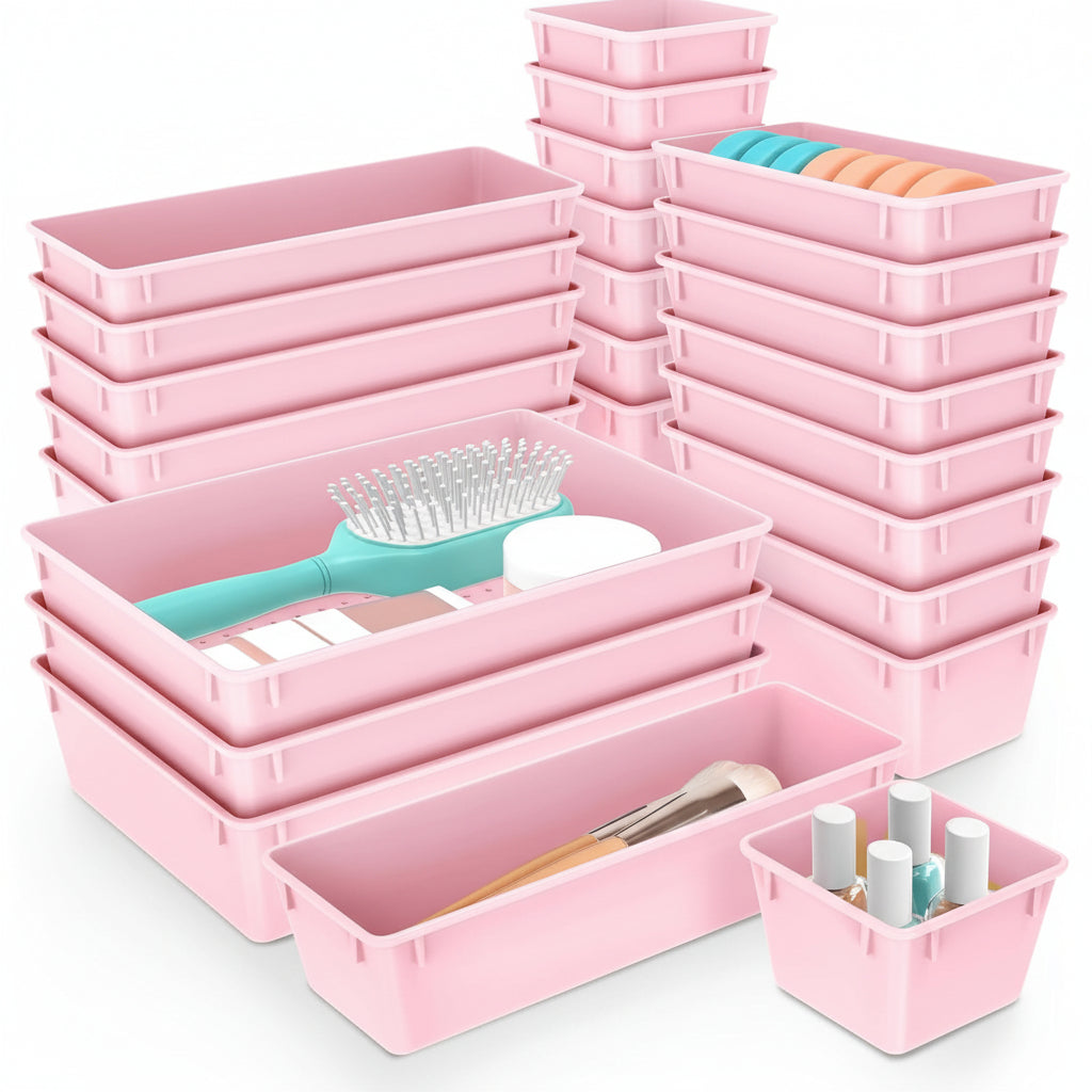 Set di vassoi in plastica per organizzare i cassetti Cucina Ufficio Bagno