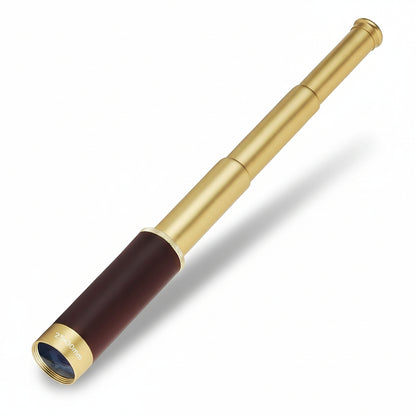 Monocular Telescope Compact Brass Leather Handheld Zoom Scope