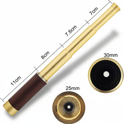 Monocular Telescope Compact Brass Leather Handheld Zoom Scope