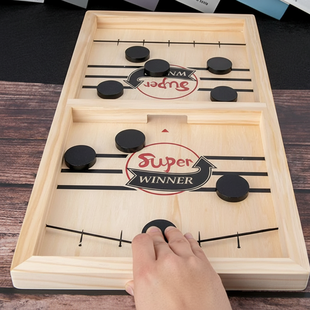 Board Game Wooden Fast Sling Puck Game Family Travel – DecorsDeluxe