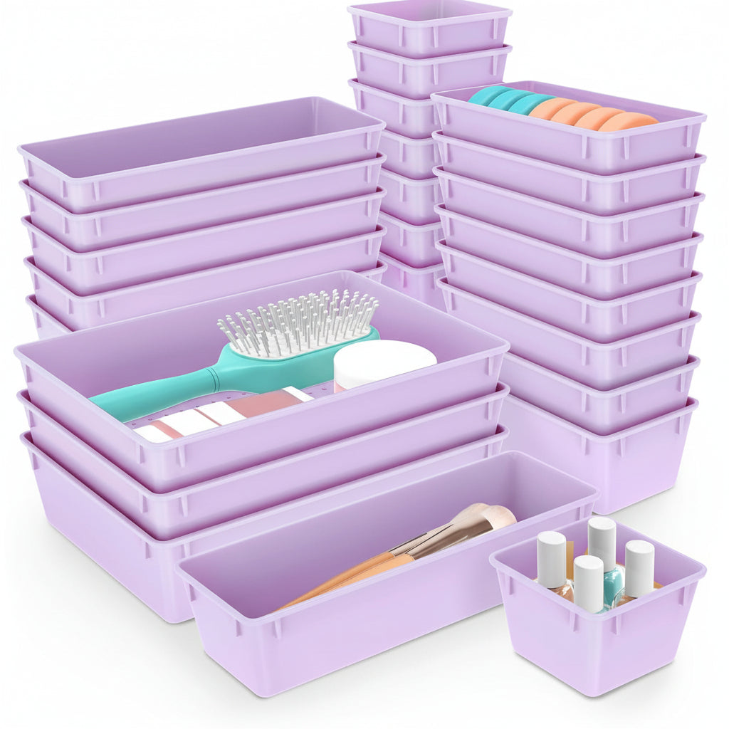 Set di vassoi in plastica per organizzare i cassetti Cucina Ufficio Bagno