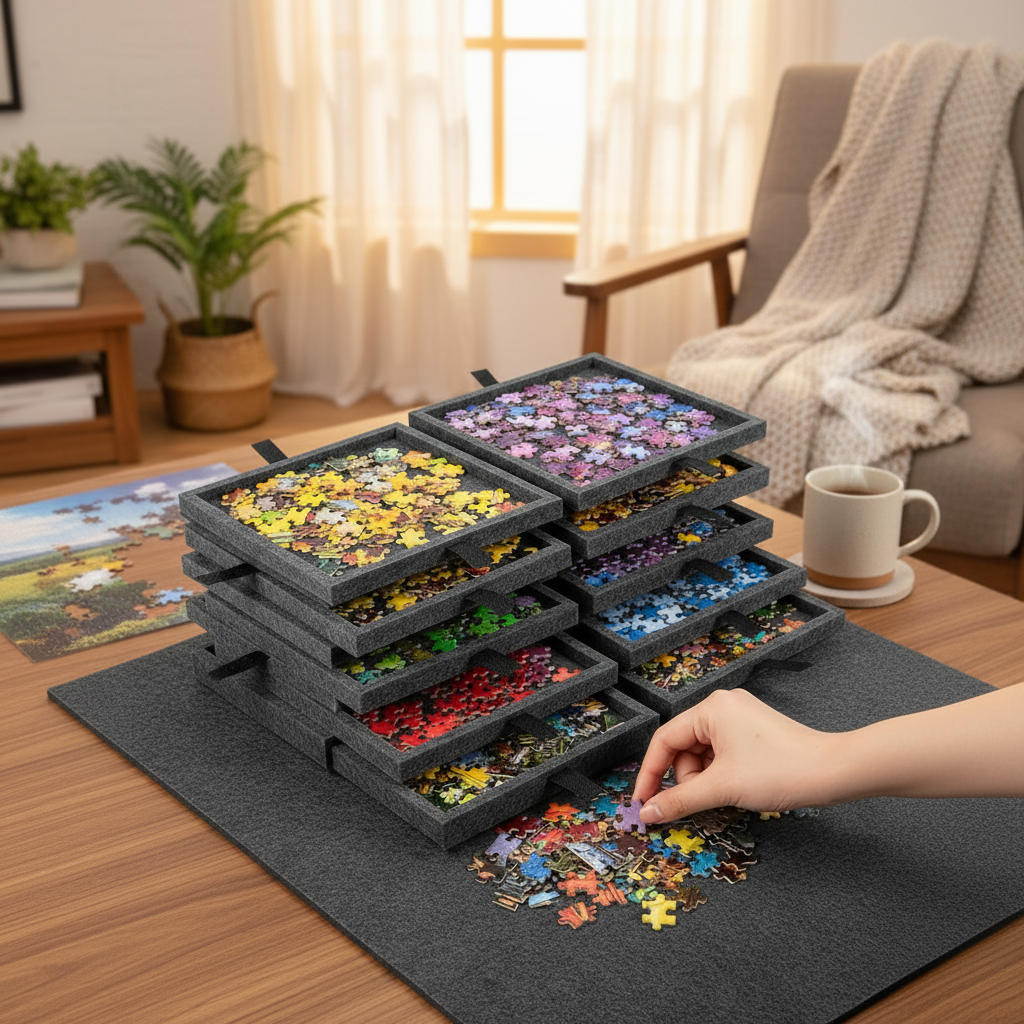 Puzzle-Brett-Schubladen Verstellbare Aufbewahrungsbox für Puzzlespiele