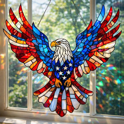 Decorazione da parete aquila patriottica in vetro colorato per finestre