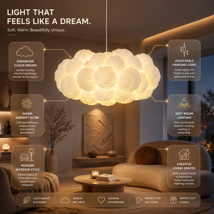 Candeeiro de Teto Suspenso Moderno Nuvem Branca Lustre