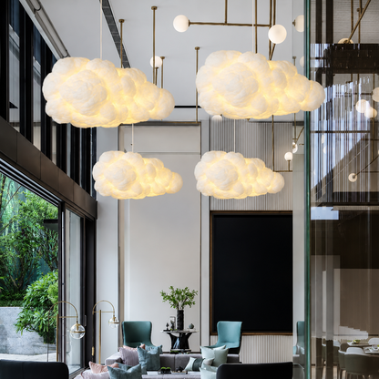 Candeeiro de Teto Suspenso Moderno Nuvem Branca Lustre