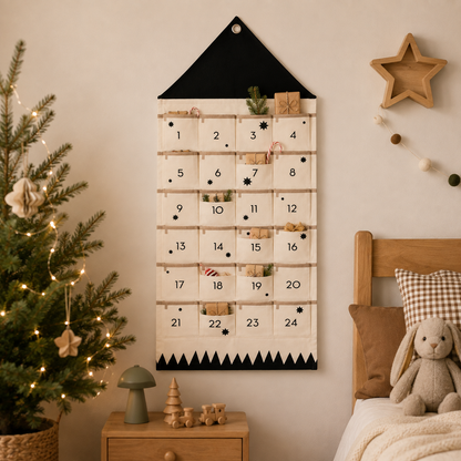 Personalisiertes Stoffdesign für einen Weihnachts-Countdown-Kalender