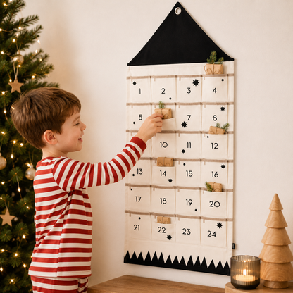 Personalisiertes Stoffdesign für einen Weihnachts-Countdown-Kalender