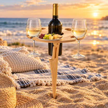 Picnic Wine Table Foldable Outdoor Portable Wooden Stand