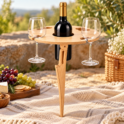 Picnic Wine Table Foldable Outdoor Portable Wooden Stand
