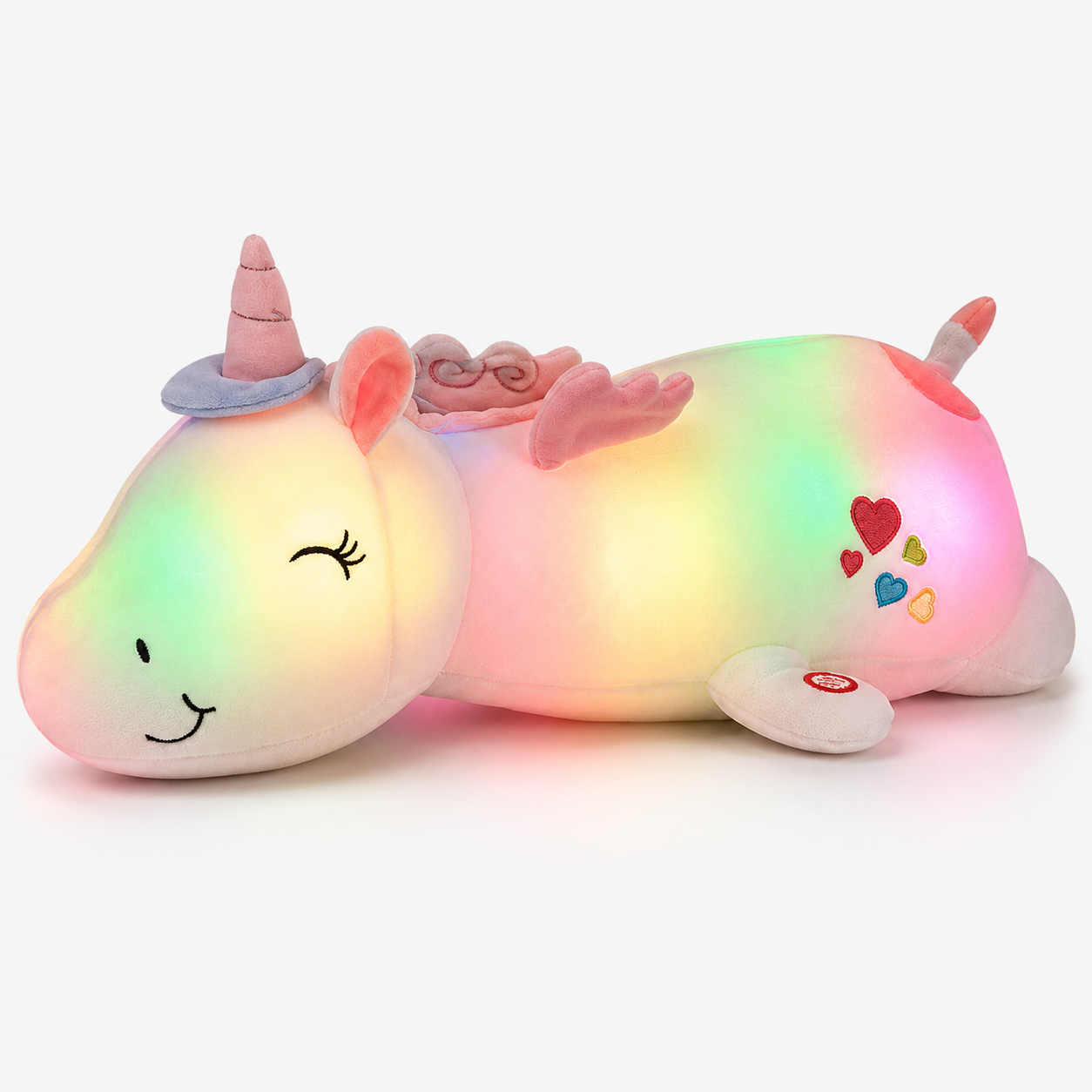 Luz nocturna de peluche con LED arcoíris, juguete acogedor para dormir