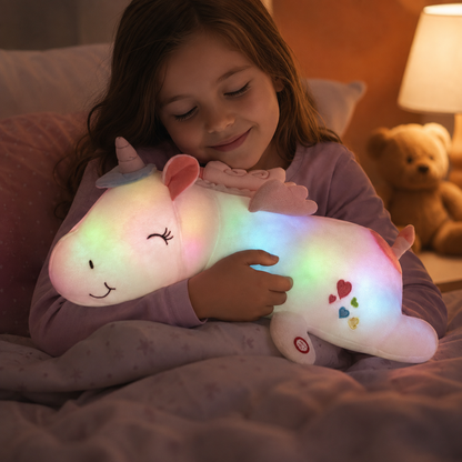 Luz nocturna de peluche con LED arcoíris, juguete acogedor para dormir