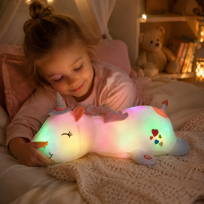 Luz nocturna de peluche con LED arcoíris, juguete acogedor para dormir